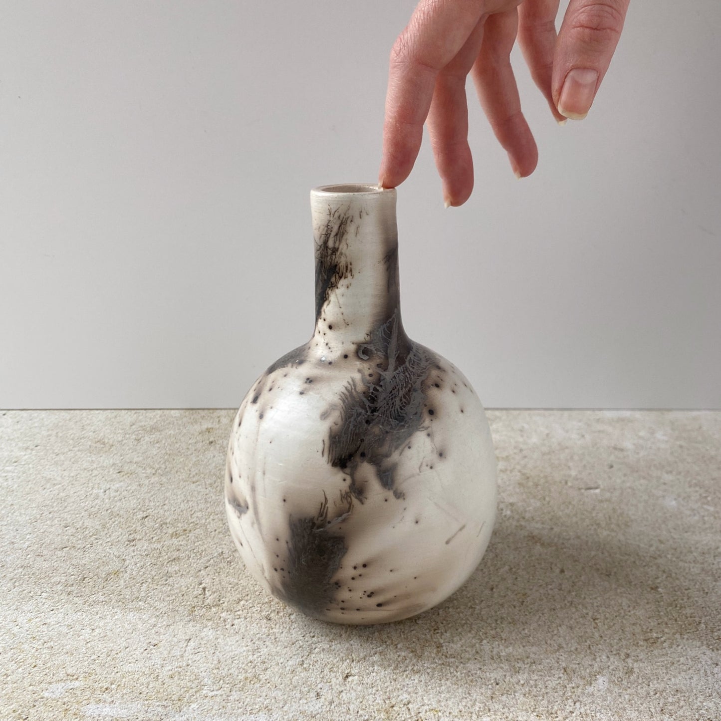 Horse Hair and Feather Raku Vase IV