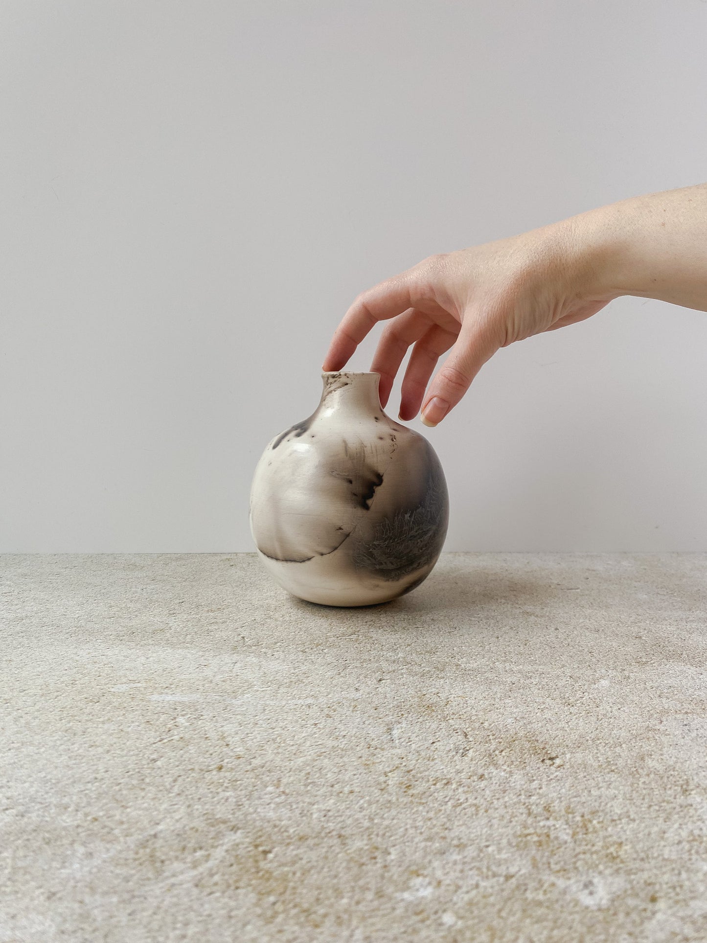 Horse Hair and Feather Raku Vase I