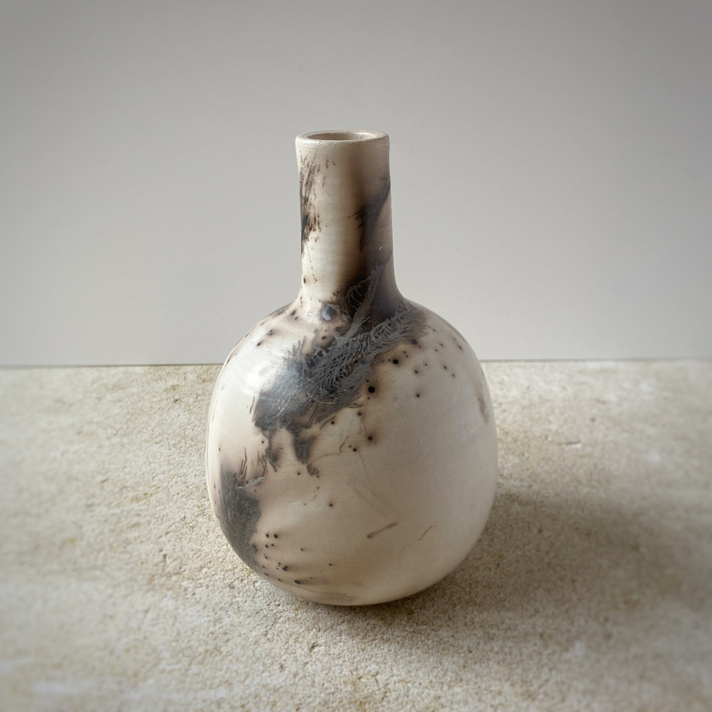 Horse Hair and Feather Raku Vase IV