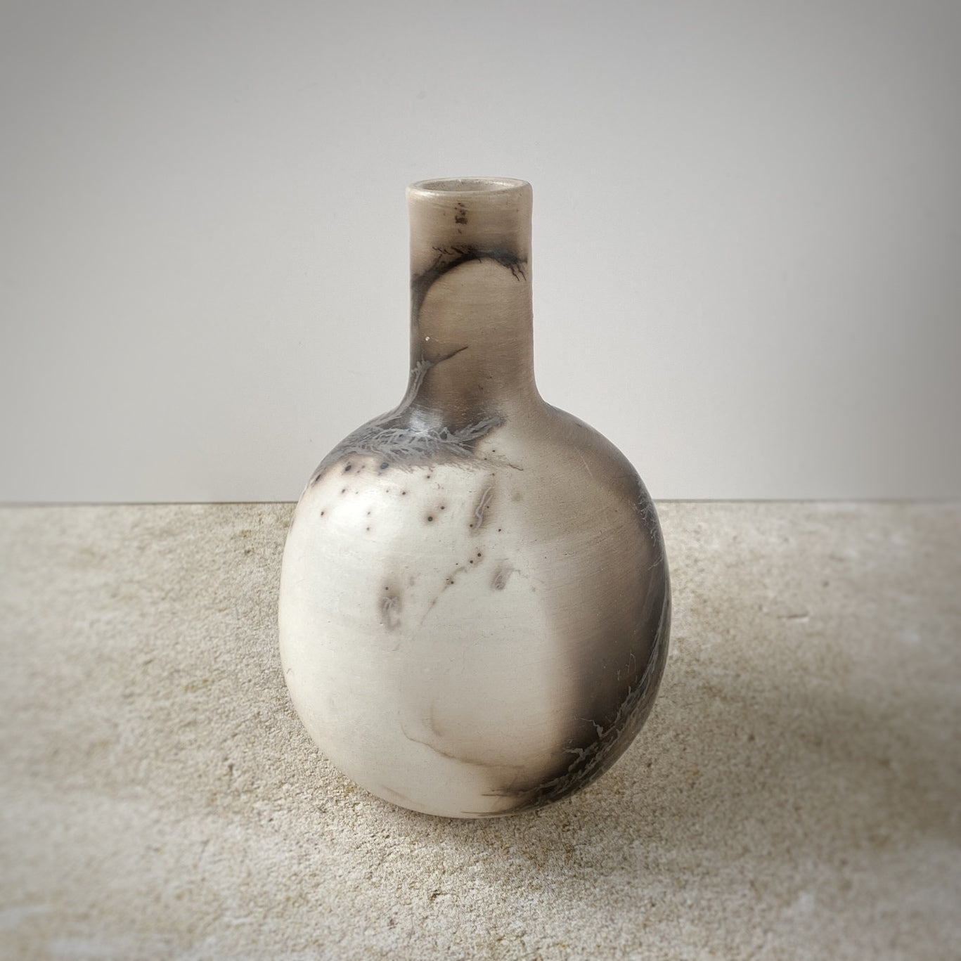 Horse Hair and Feather Raku Vase IV