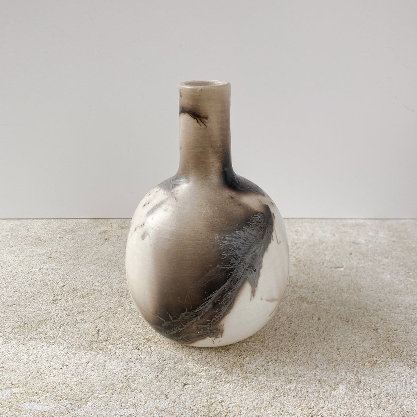 Horse Hair and Feather Raku Vase IV