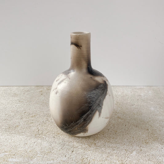 Horse Hair and Feather Raku Vase IV