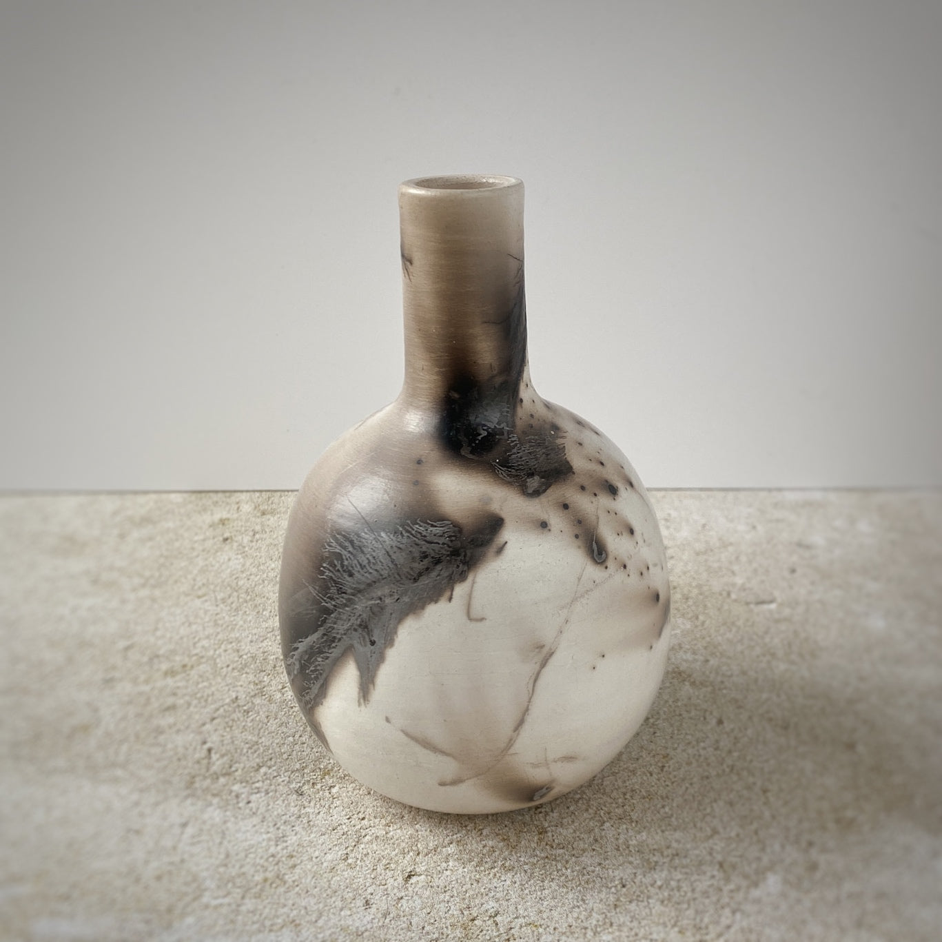 Horse Hair and Feather Raku Vase IV