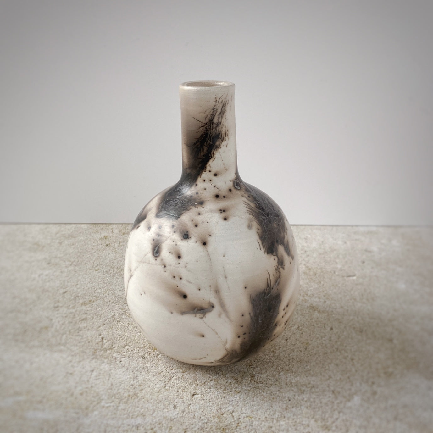 Horse Hair and Feather Raku Vase IV