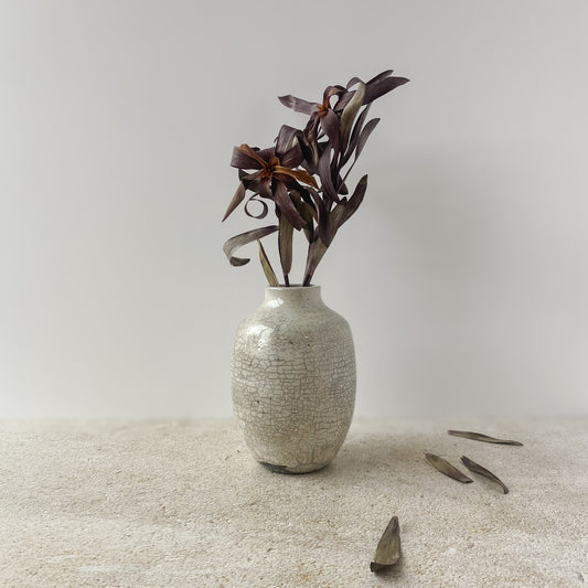 White Crackle Raku Vase I