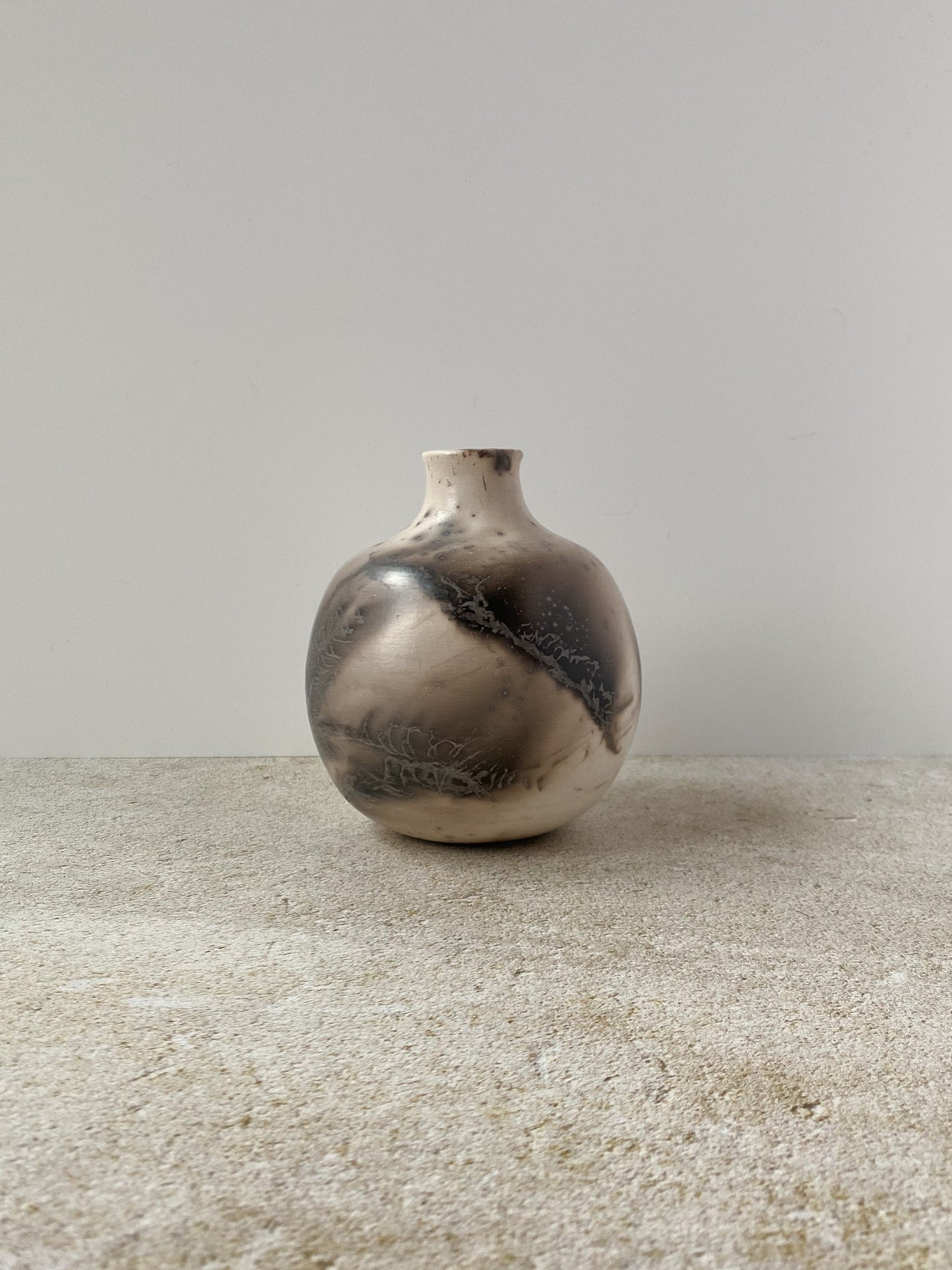 Horse Hair and Feather Raku Vase I