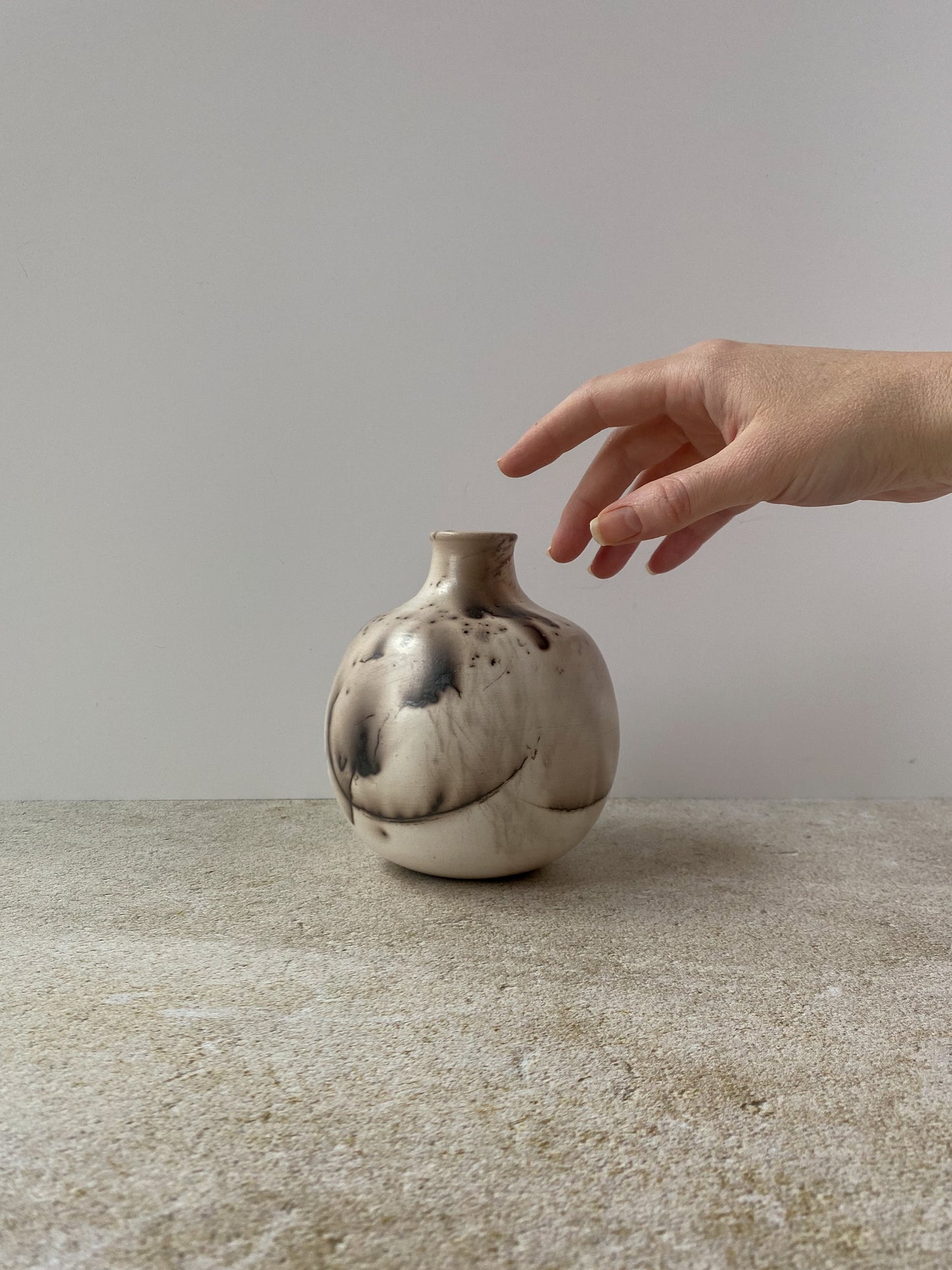 Horse Hair and Feather Raku Vase I