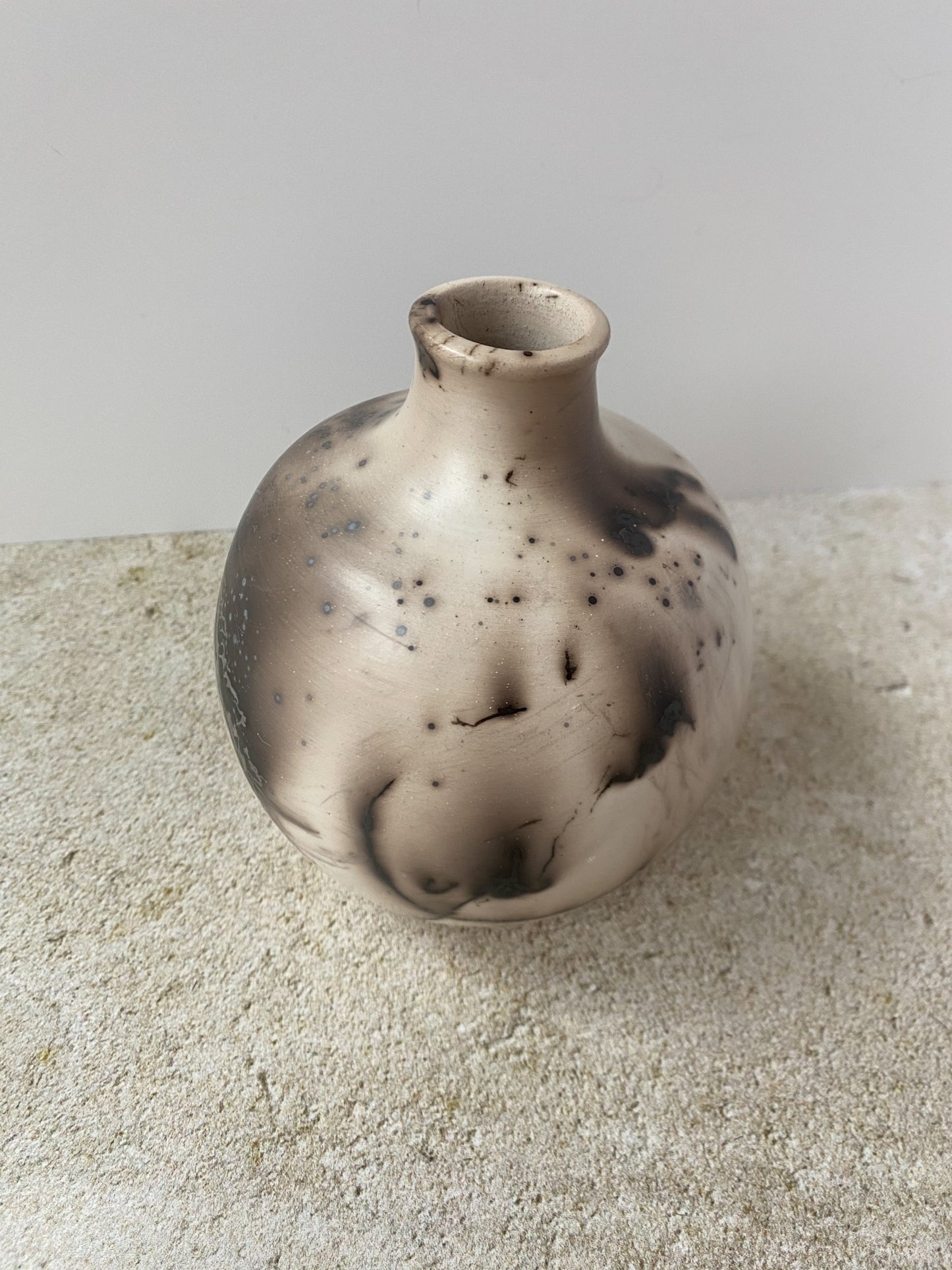 Horse Hair and Feather Raku Vase I
