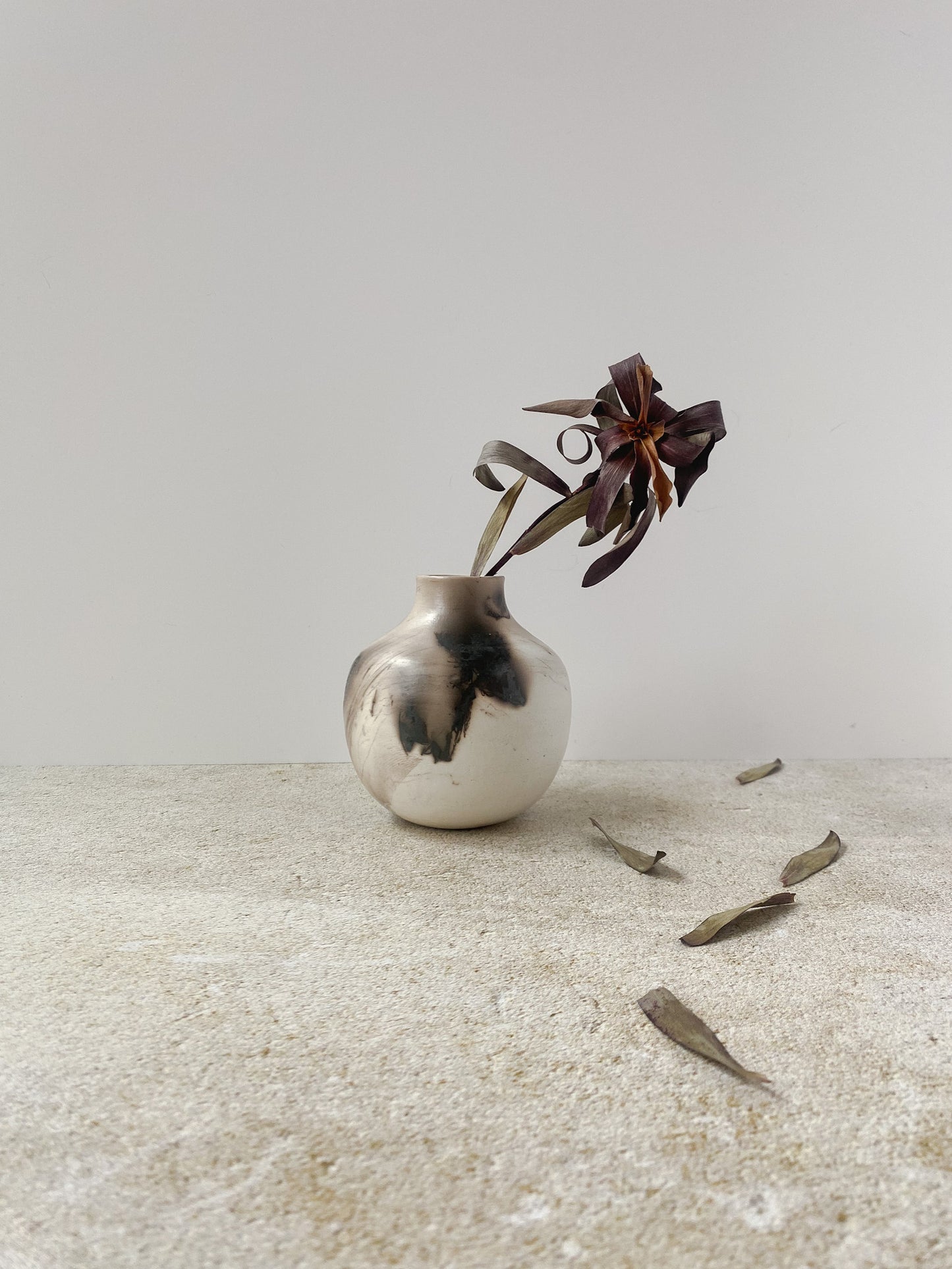 Horse Hair and Feather Raku Vase III