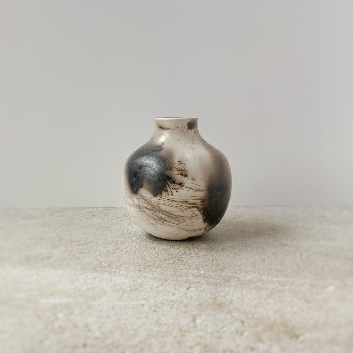 Horse Hair and Feather Raku Vase III