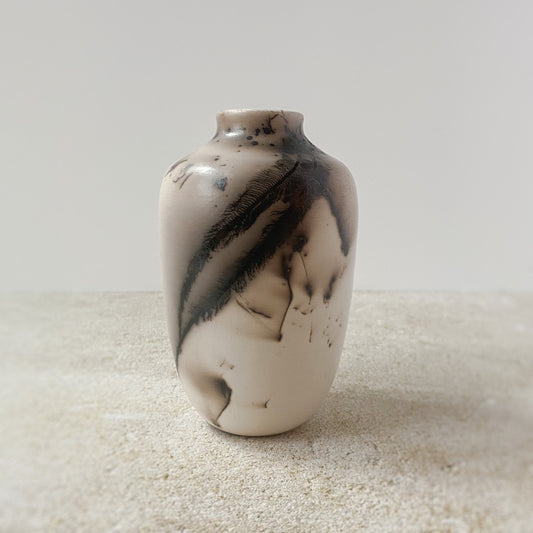 Horse Hair and Feather Raku Vase II