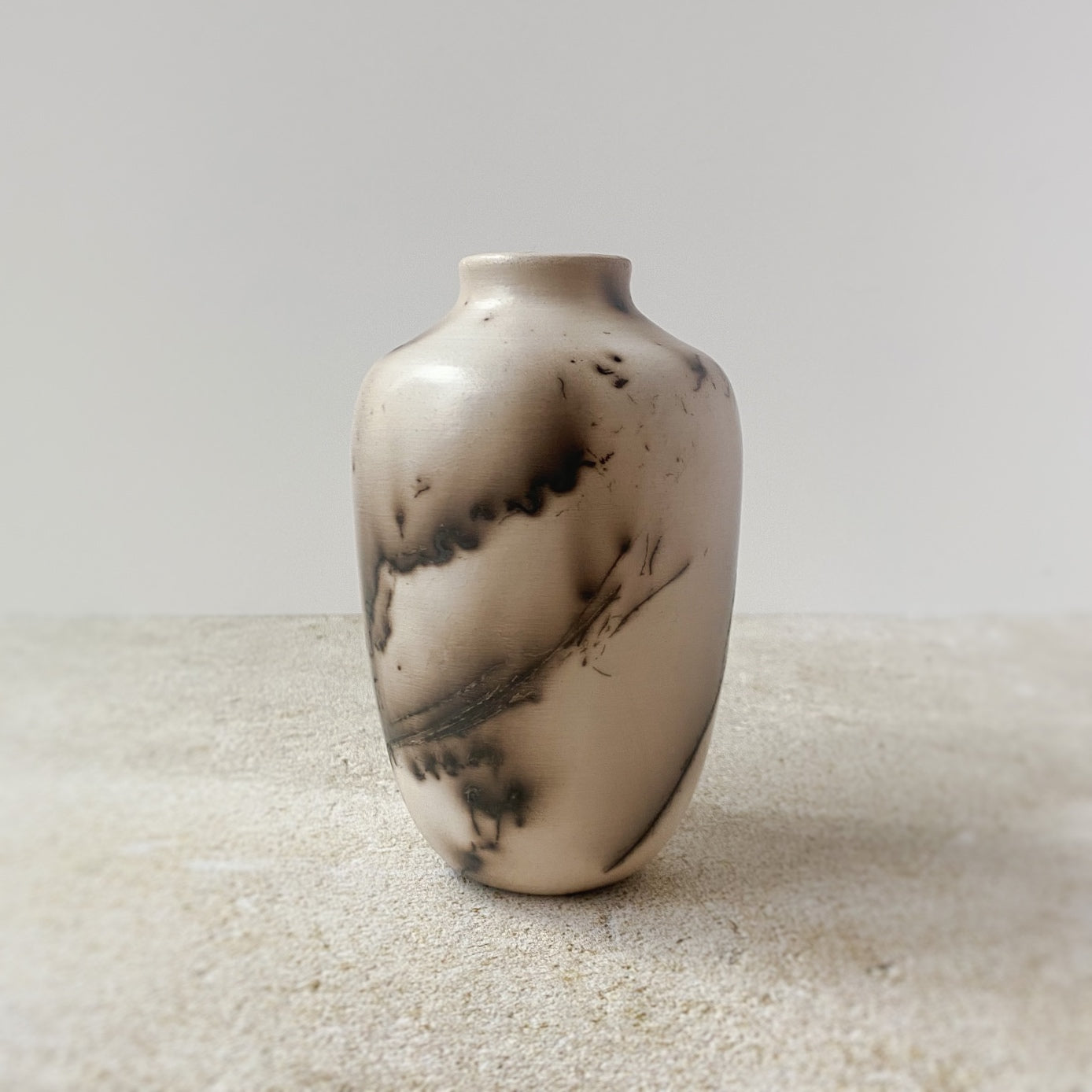 Horse Hair and Feather Raku Vase II