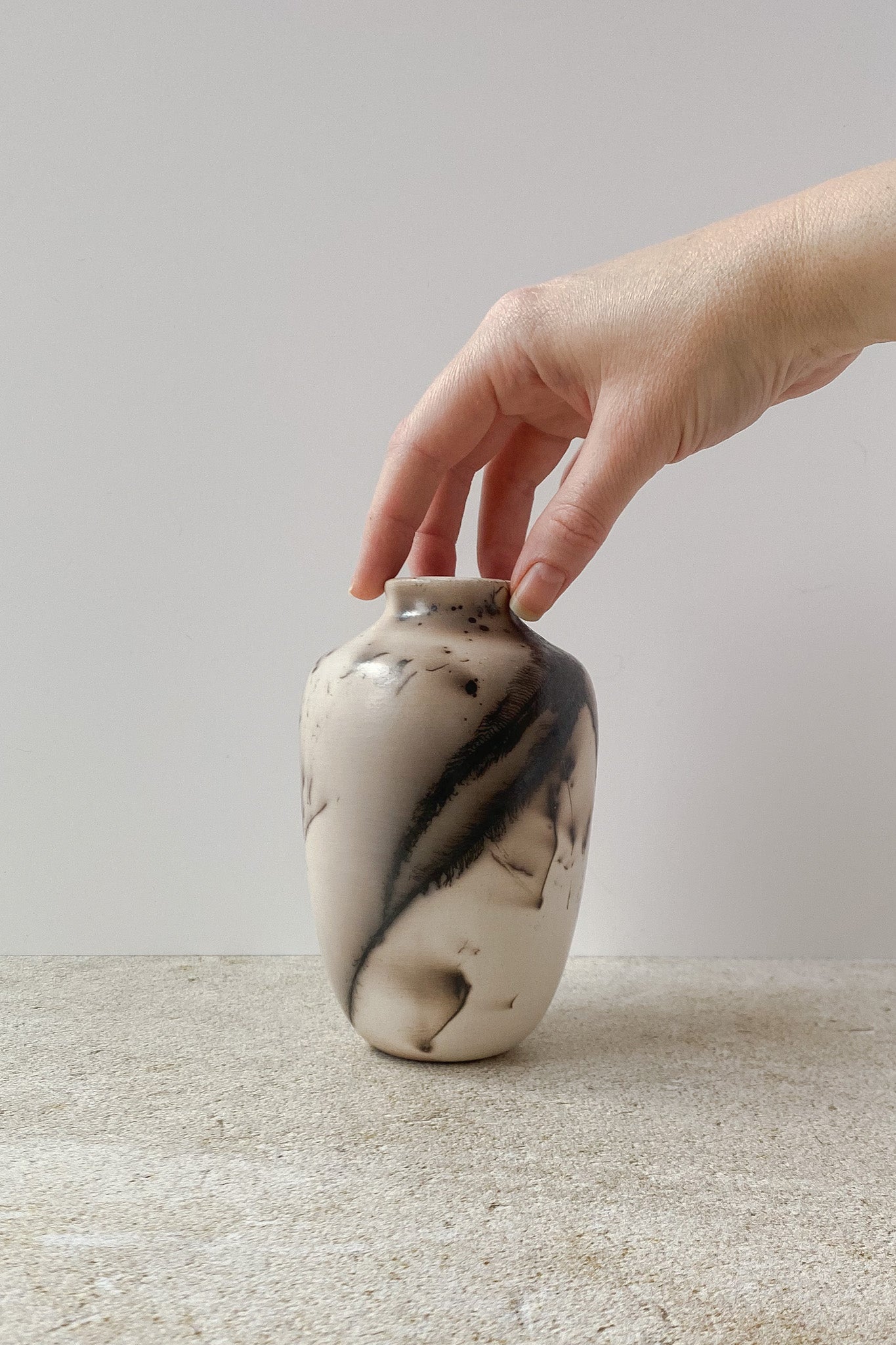 Horse Hair and Feather Raku Vase II