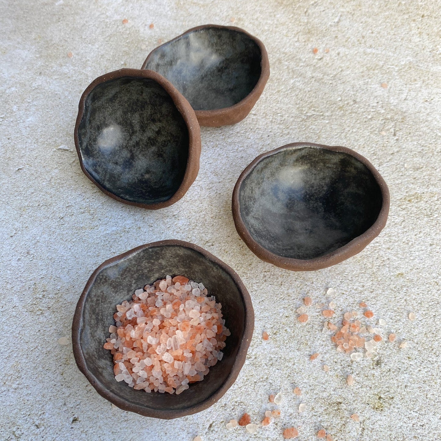 Ceramic Pinch Bowls ~ Grey/Black